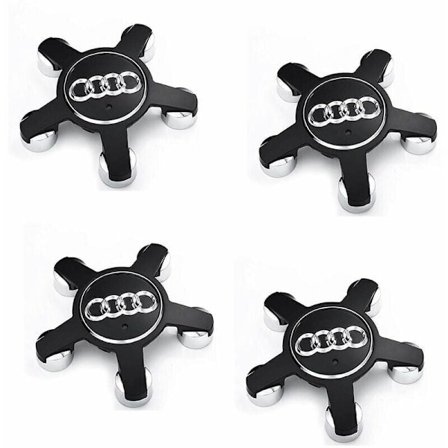 Sett med 4 hjulkapsler 4f0601165 N hjulemblem, for 135mm hjulkapsler for Audi (Svart)..DEBUNS
