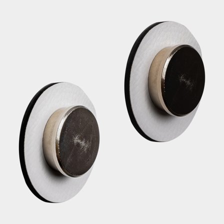 Magnetkroge Silwy Magnetic Pins Smart, sølv, 2-pack + hvide selvklæbende magnetplader Ø5 cm