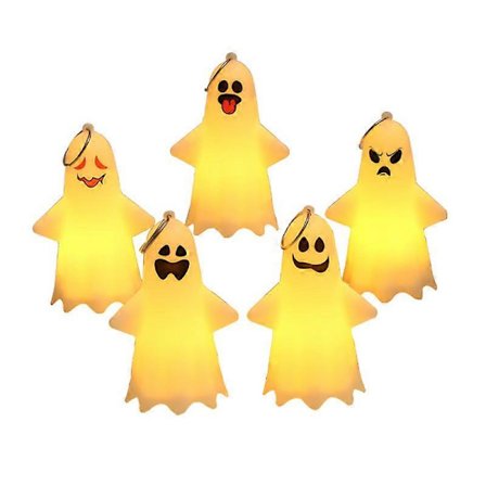 5 st Halloween LED Ghost Pendant Halloween Lights Dekoration Halloween Yard Shape Dekoration Tillbehör