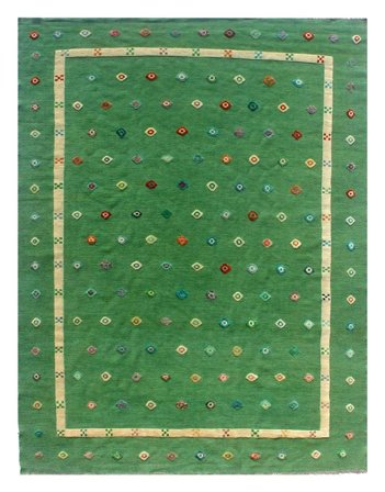 Kilim Nimbaft Rug Hand Woven 278X373 Dark Green/Green Afghanistan