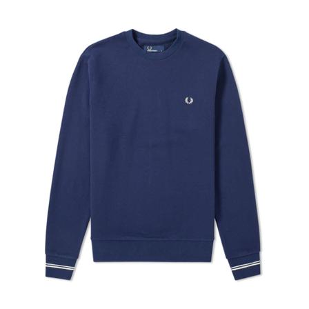 Fred Perry, Crew Sweatshirt Niebieski, Mężczyzna, Rozmiar: S