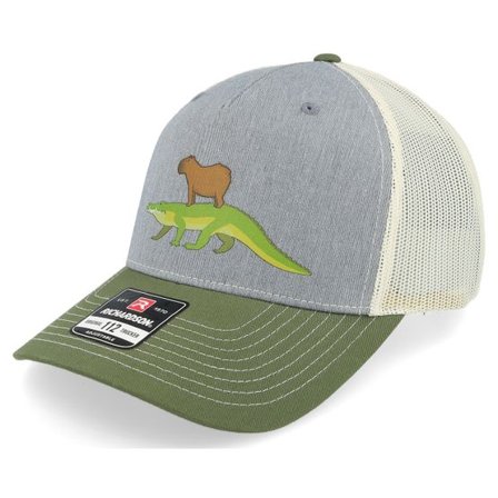 Iconic - Grå trucker Keps - Capybara Crocodile 112fp Tri Heather Grey/Birch @ Hatstore