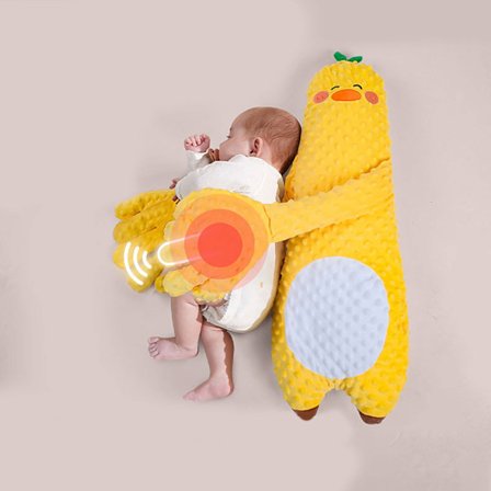 Beroligende dukke til babyer, simuleret klappen for at forhindre forskrækkelse, bionisk kram for at hjælpe din partner med at sove, 3 tilstande (And)