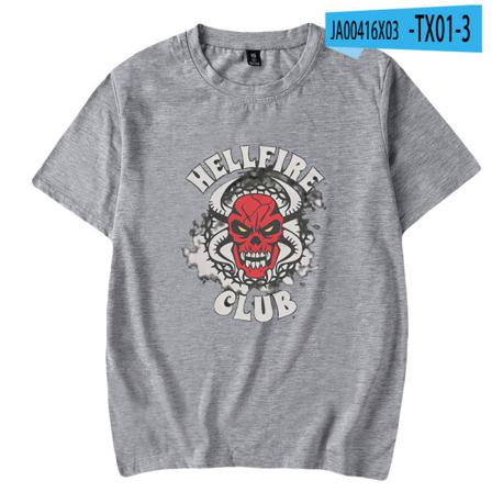 Stranger Things 4 Hellfire Club Fashion T-shirt Stil 3 Grå M