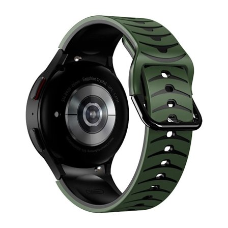 Samsung Galaxy Watch 5 / 5 Pro / 4 klockarmband i silikon med böjd linje - Militärgrön / Svart