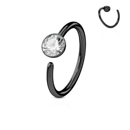 Piercingring i herdet 316L kirurgisk stål med cubic zirconia