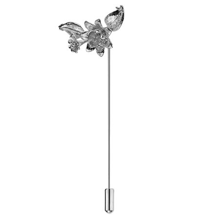 Silver-Tone Flower Lapel Pin for Men