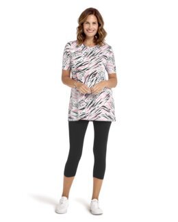 Bekvämt set i mjuk bomullstrikå Rosa/vit - 48/50 - Åshild