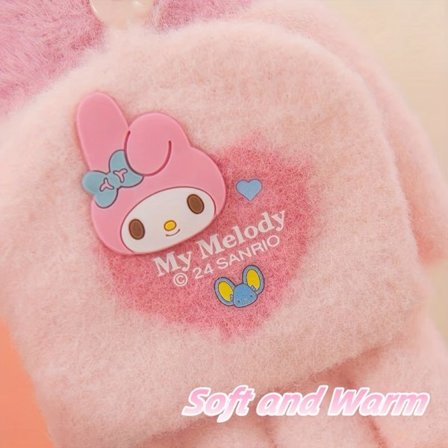 1 Par Sanrio Hello Kitty Kuromi Melody Vinterstrikede Halvfingerhandsker Udendørs Koldbeskyttelse Og Varme Søde Handsker Velegnet