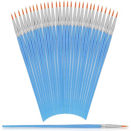 30 stk. nylonbørster, fine børster, rund spiss, kunstnerbørster for detaljer og fin kunst, tynne børster, kunstnere, malepensler