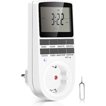 Digital Timer 16a / 3680w Elektrisk stikkontakt 16 Konfigurerbare programmer Tilfeldig Anti-tyveri 24t / 7d