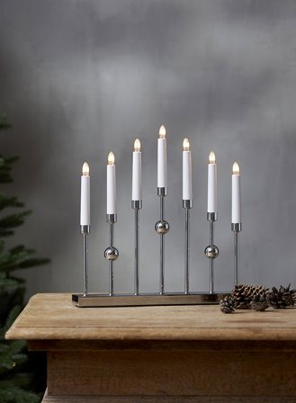 Adventsstake Gustavo 7-lys - krom