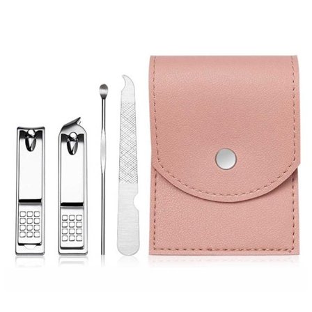 Litet Manikyrset 4 Delar Nagelklippare Nagelkit Etui Rosa