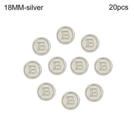 20 Stk Metal Bogstav B Knapper Skjorte Knapper SØLV 18MM20STK silver 18MM20pcs-20pcs