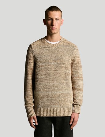 Lyle & Scott Multi Marl Crew Neck Jumper - Beige - XL