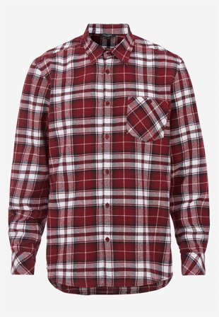 Cellbes of Sweden - Ternet flonelskjorte i vinrød / ternet til herrer i størrelse L
