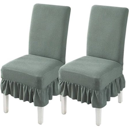 {XJ} 2-pack stolsöverdrag med volang, stolsöverdrag med kjol, avtagbart tvättbart möbelskydd