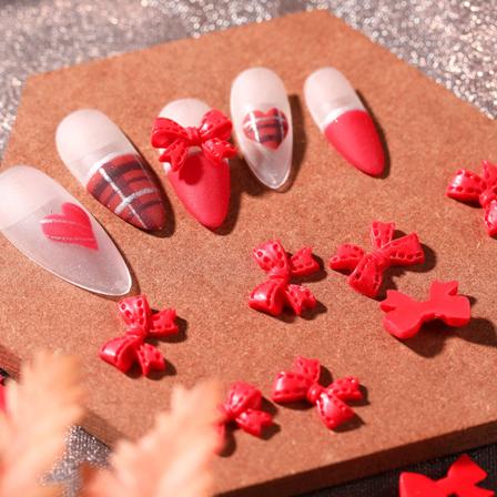 Rosett Harts Nail Art Dekorationer 3D Bowknot Nagelberlock Prydnad Smycken DIY red