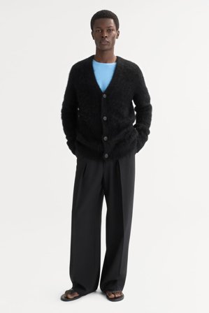 Soft Goat - Men's Alpaca Cardigan - Men cashmere sweater - L - Black