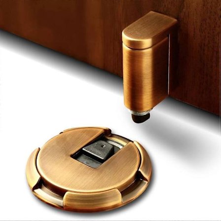 SCSYV Vindtät Dörrstopp Inomhus Kraftig Golvdörrstopp Håll Dörren Öppen Mekanisk Ingen Borrning Dörrstopp med Skruvar och 3M Självhäftande, 1-pack