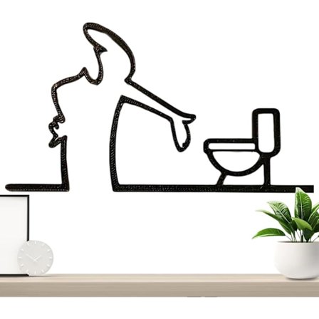 WC-kyltti - Hauska kylpyhuoneen sisustus WC-oven kyltit, abstrakti taide rauta seinäsisustus yhteensopiva sisätilojen makuuhuoneen WC-huoneiston 