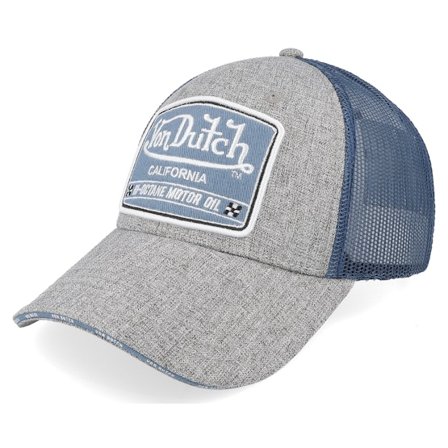 Von Dutch - Šedá trucker Kšiltovka - Square Patch Blue/Grey Trucker @ Hatstore