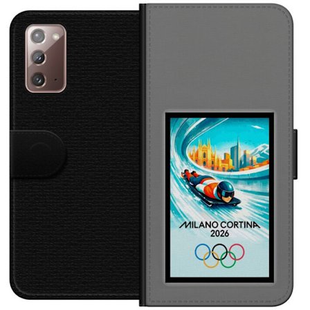 Yhteensopiva Lompakkokotelo Samsung Galaxy Note20 Dynaaminen kelkkailija tai skeleton-ajaja jääkanavalla Milanon Cortina 2026 kanssa, kaupunkinäkymä j