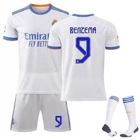 Benzema #9 Fotballtrøye Fotballtrøye 21-22 Sesong Real Madrid XXL(190-200CM)