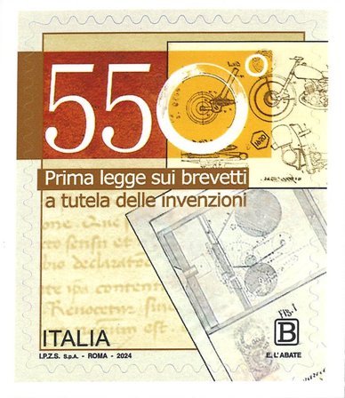 Italien - Den første patentlov 550 år - Postfrisk frimærke