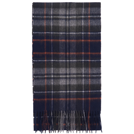 Barbour New Check Tartan Scarf Navy/Dark Ginger