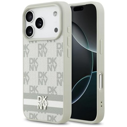 DKNY Rutigt med tryckta ränder iPhone 17 Pro Fodral - Beige