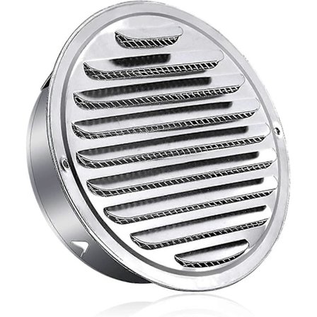 Rund Ventilationsrist i Rustfrit Stål 100 mm Metal Ventilationsrist