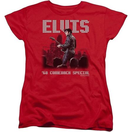 Elvis Presley King Of Rock Musical Icon 1968 Return Of The King T-shirt dam Röd L