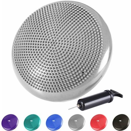 Boll sittkudde med knappar, luftkudde, säte med luftpump, balansdyna, knappdyna, rund Φ33cm. Sport (grå)