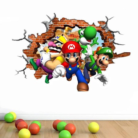 3D Mario baggrundsvægdekoration Mario vægklistermærke børn'