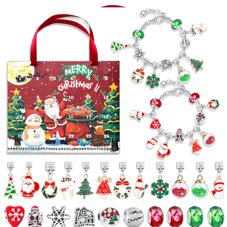 2023 Julekalender - 24 dage, DIY smykkesæt med charms og perler Style 1