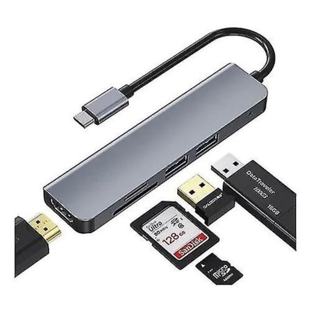 Anker USB C Hub-adapter, 5-i-1 USB C-adapter med 4k USB C till HDMI, Ethernet-port, 3 USB 3.0-portar, för Macbook Pro, Ipad Pro, Xps, Pixelbook och Mo