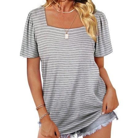 IC Dam sommartoppar Casual fyrkantig hals Puff kortärmade T-shirts