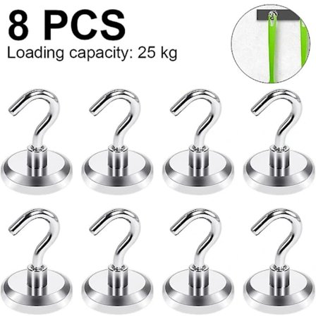 8 stk. Magnetiske Kroge, Højstyrke, Stærk Magnet Med Krog Til Køleskab, Super Neodymium Til Ophængning, Magnetisk Hænger Til Værktøjskasse, Krydstogt,