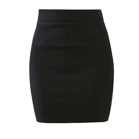 Enkel bomull enkel elastisk rør blyantskjørt for sommeren SVART L