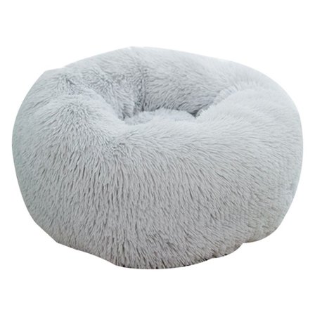 Rund 35cm mørkegrå katteseng hundeseng donut blød lysegrå KLB