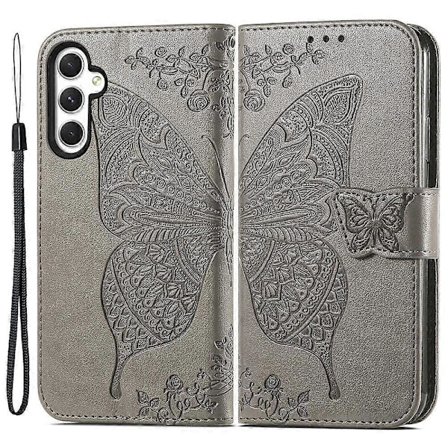 För Samsung Galaxy A55 5G Mobiltelefonfodral Fjäril Präglat Läderfodral