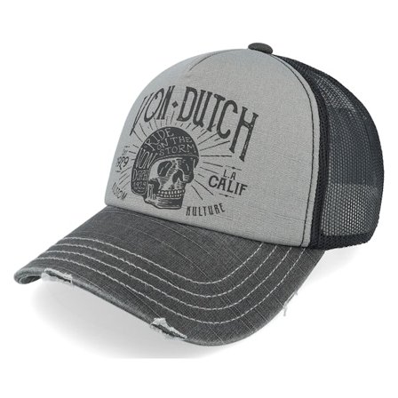Von Dutch - Ride on the Storm Skull Charcoal Trucker Trucker Grey Cap - @ Hatstore