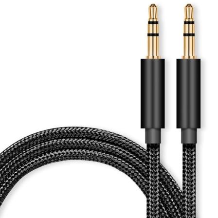AUX Line flätad ljudkabel SVART 1,5M 1,5M Black 1.5m-1.5m
