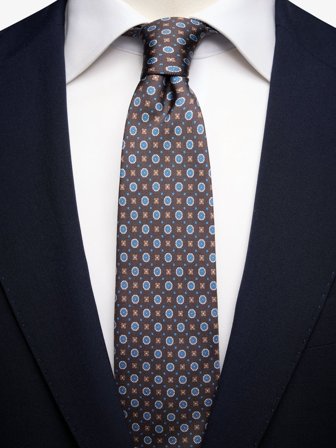 John Henric Men's Braune Krawatte Geometrisch Size 7,5