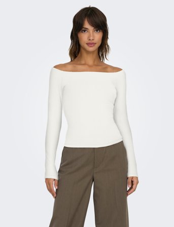 ONLY Onlglamour L/S Boat Neck Top Box Cc Jrs - White - XL