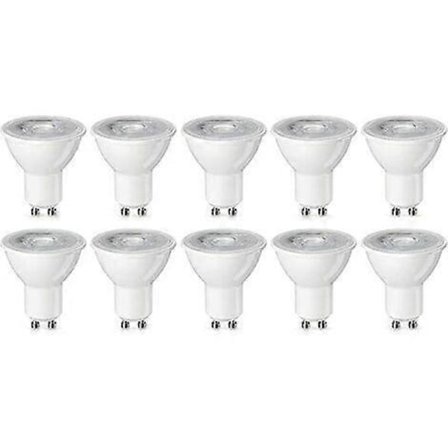 Pakke med 10 LED-spotpærer GU10 5W (tilsvarer 50W) varm hvit, ikke dimbar [Energiklasse F],GU.B/bon db