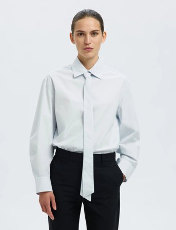 Selected Slfnorma Oversize Ls Shirt B - Blue - 36