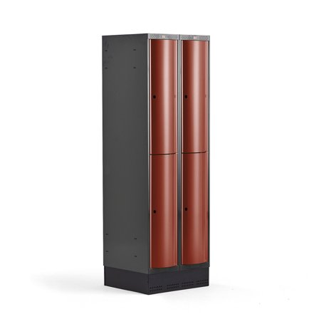 Kleiderspind CURVE mit Sockel, 2 Module/2 Türen, 1890 x 600 x 550 mm, Herbstrot