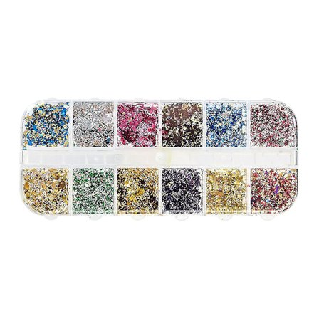 12-färgad boxad tunn guldfolie fragment DIY dekorativ spik